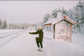 My friend Marianne joins the adventure - hitchhiking in Lapland