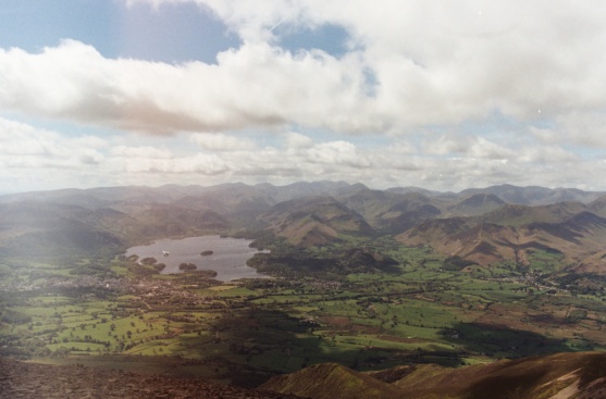 The view of Derwent Water from Skiddaw peak, Lake District